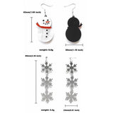 Snowman & Mirror Acrylic Snowflake Drop Earrings - Christmas Winter Jewelry