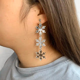 Snowman & Mirror Acrylic Snowflake Drop Earrings - Christmas Winter Jewelry