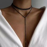 Stonefans Rhinestone Tassel Choker Necklace Crystal Double Layer Wedding