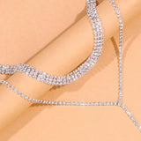 Stonefans Rhinestone Tassel Choker Necklace Crystal Double Layer Wedding
