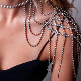 Stonefans Tassel Shoulder Chain Wedding Jewelry for Women Necklace Dress