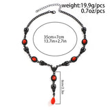 Goth Bat Water Drop Crystal Chest Chain Necklace Vintage Geometric Choker