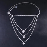 Stonefans Rhinestone Flower Shoulder Chain Bra for Women