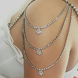 Stonefans Rhinestone Flower Shoulder Chain Bra for Women