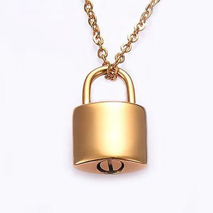 Stainless Steel Mini PadLock Cremation Pendant Necklace Lock Memorial Jewelry