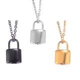 Stainless Steel Mini PadLock Cremation Pendant Necklace Lock Memorial Jewelry