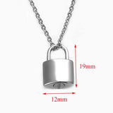 Stainless Steel Mini PadLock Cremation Pendant Necklace Lock Memorial Jewelry