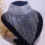 Boho Rhinestone Choker Necklace with Tassel