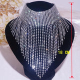 Boho Rhinestone Choker Necklace with Tassel