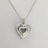 DIY Wish Oyster Locket Necklace Pink Purple Real Pearl Mussel Heart Pendant
