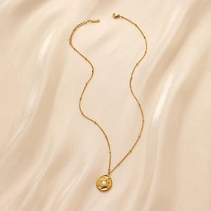 Retro Coin Pearl Necklace Stainless Steel Women's Daily Wear