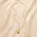 Retro Coin Pearl Necklace Stainless Steel Women's Daily Wear