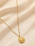 Retro Coin Pearl Necklace Stainless Steel Women's Daily Wear