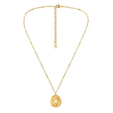 Retro Coin Pearl Necklace Stainless Steel Women's Daily Wear
