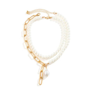 Pearl Asymmetric Chest Chain Necklace for Women