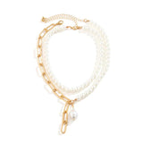 Pearl Asymmetric Chest Chain Necklace for Women