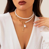 Pearl Asymmetric Chest Chain Necklace for Women