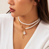 Pearl Asymmetric Chest Chain Necklace for Women