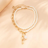 Pearl Asymmetric Chest Chain Necklace for Women
