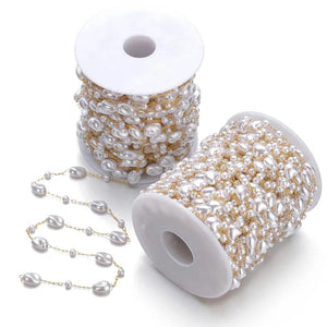 1m Stainless Steel Irregular Pearl Link Chains DIY Necklace Jewelry Making