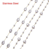 1m Stainless Steel Irregular Pearl Link Chains DIY Necklace Jewelry Making