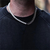 Hip Hop Half Pearl Half Cuban Chain Necklace