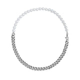Hip Hop Half Pearl Half Cuban Chain Necklace