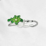 Vintage Thai Silver Green Lotus Leaf Charm Bracelet