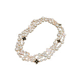 Long Pearl Flower Necklace Hollow Chain for Women