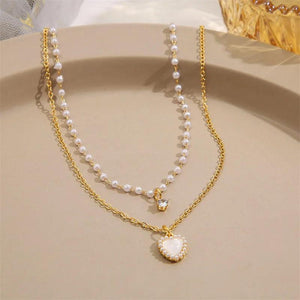Tassel Butterfly Heart Pearl Choker Necklace Gift for Women
