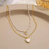 Tassel Butterfly Heart Pearl Choker Necklace Gift for Women