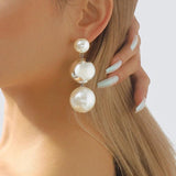 Colored Pearl Ball Necklace Tassel Hoop Earrings Hip Hop Street Jewelry Sets