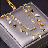 Geometric Pearl Star Small Light Bulb Necklace for Women