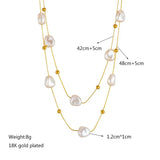 316L Stainless Steel Double Layer Pearl Necklace Choker