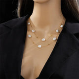 316L Stainless Steel Double Layer Pearl Necklace Choker