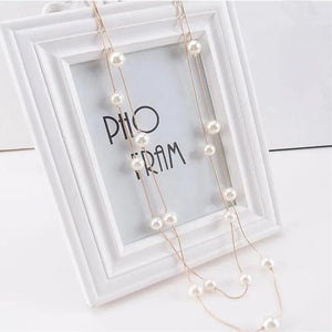 South Korea Sweater Chain Pearl Long Necklace Top