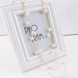 South Korea Sweater Chain Pearl Long Necklace Top