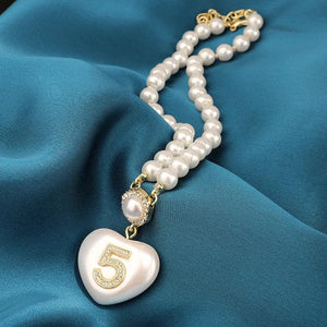 Heart Pendant Women's Pearl Choker Necklace