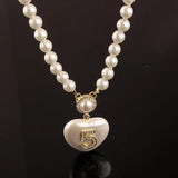 Heart Pendant Women's Pearl Choker Necklace