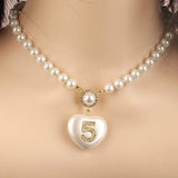 Heart Pendant Women's Pearl Choker Necklace