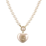 Heart Pendant Women's Pearl Choker Necklace