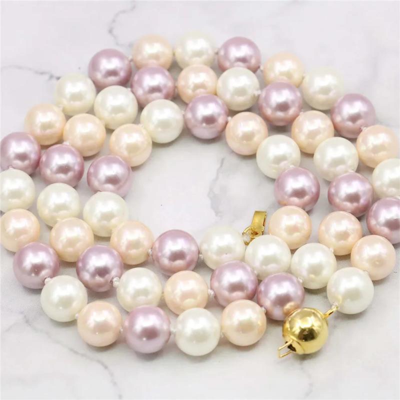 DIY 8mm South Sea Multicolor Shell Pearl Necklace 18inches AAA Beads