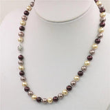 DIY 8mm South Sea Multicolor Shell Pearl Necklace 18inches AAA Beads
