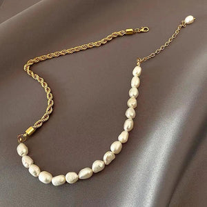 Freshwater Pearl Beaded Rope Chain Choker Necklace