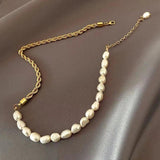 Freshwater Pearl Beaded Rope Chain Choker Necklace