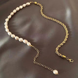 Freshwater Pearl Beaded Rope Chain Choker Necklace