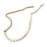Freshwater Pearl Beaded Rope Chain Choker Necklace