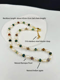 Freshwater Pearl Necklace Indian Agate Beads Charm Jewelry