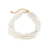 Multilayer Goth Pearl Choker Necklace for Women Wed Bridal Bead Clavicle