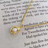 Foxanry Silver Pearl Pendant Necklace for Women Wedding Jewelry